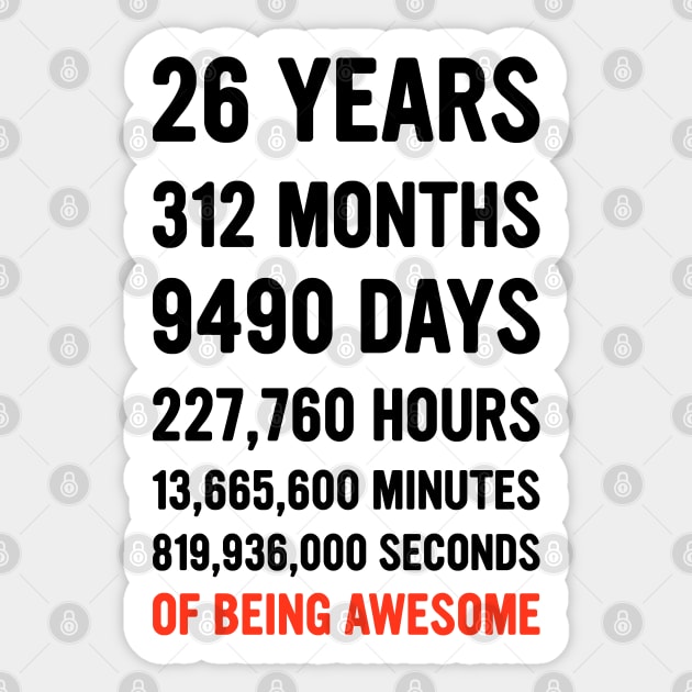 26th Birthday Countdown Of Being Awesome - Happy Birthday Funny Gift Sticker by dznbx